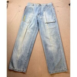 Kenneth David Jeans Mens Wide Leg Light Wash Denim Baggy Retro 36X33 Y2K.